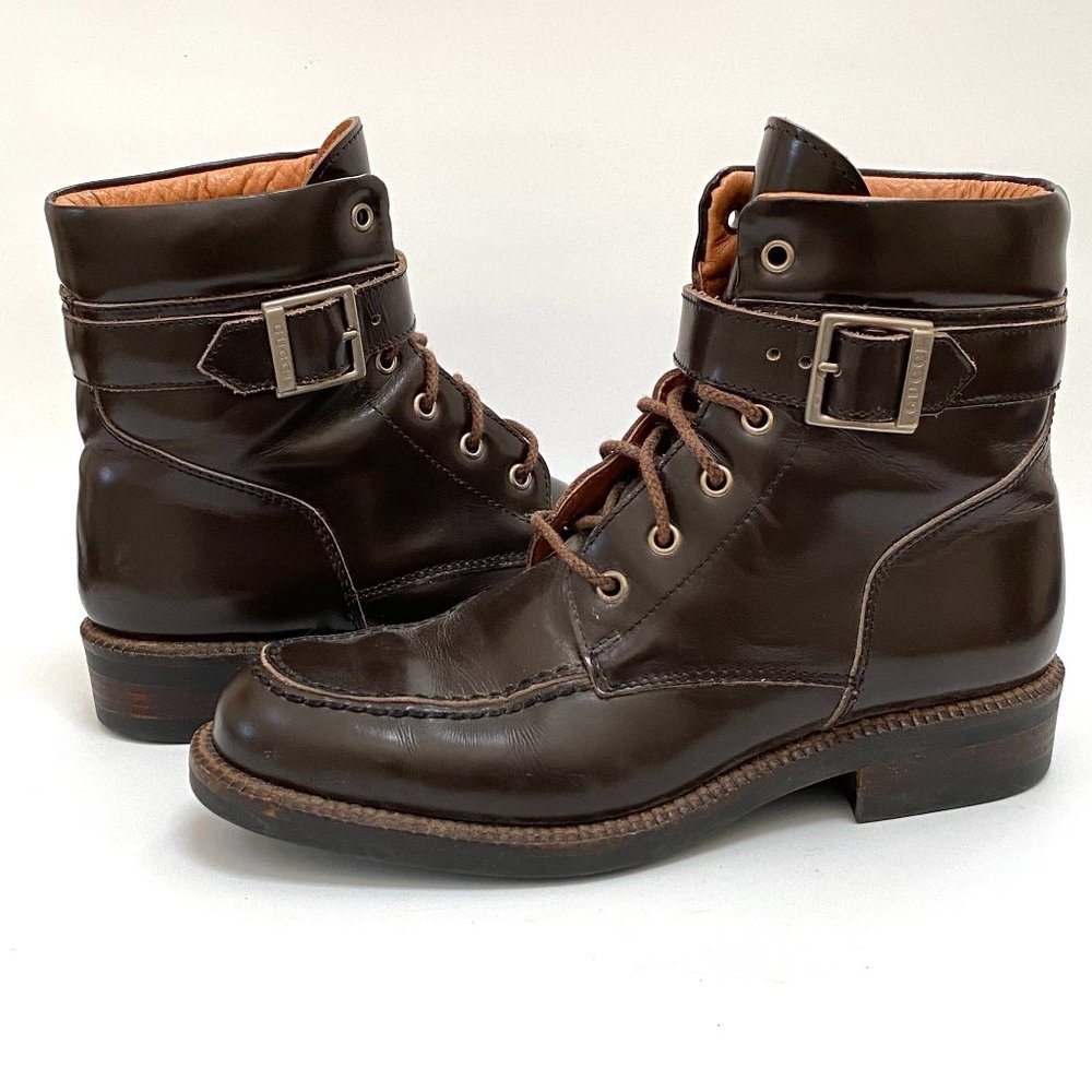 GUCCI Platform Ankle Boots Brown 7 Oxford Derby